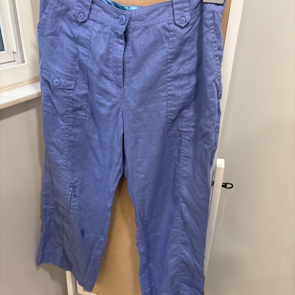 Sigrid Olsen Petite Cargo Capri Pants Purple Size 10